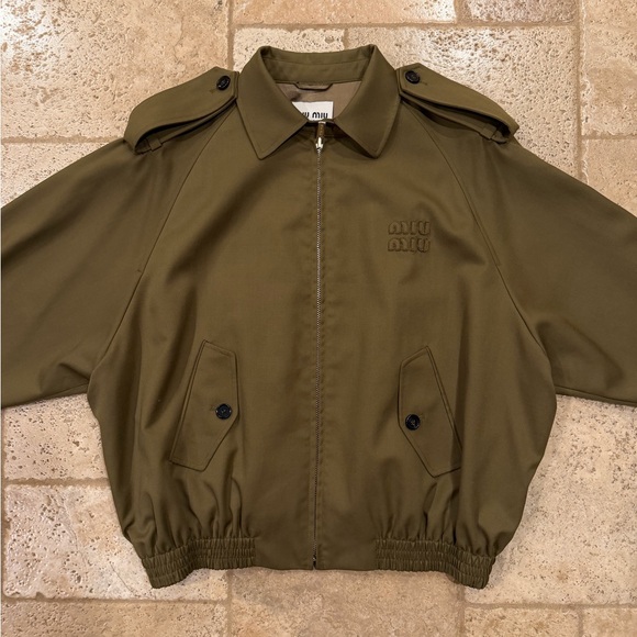 Miu Miu Gabardine Epaulette Military Blouson Bomber Jacket - Picture 4 of 16
